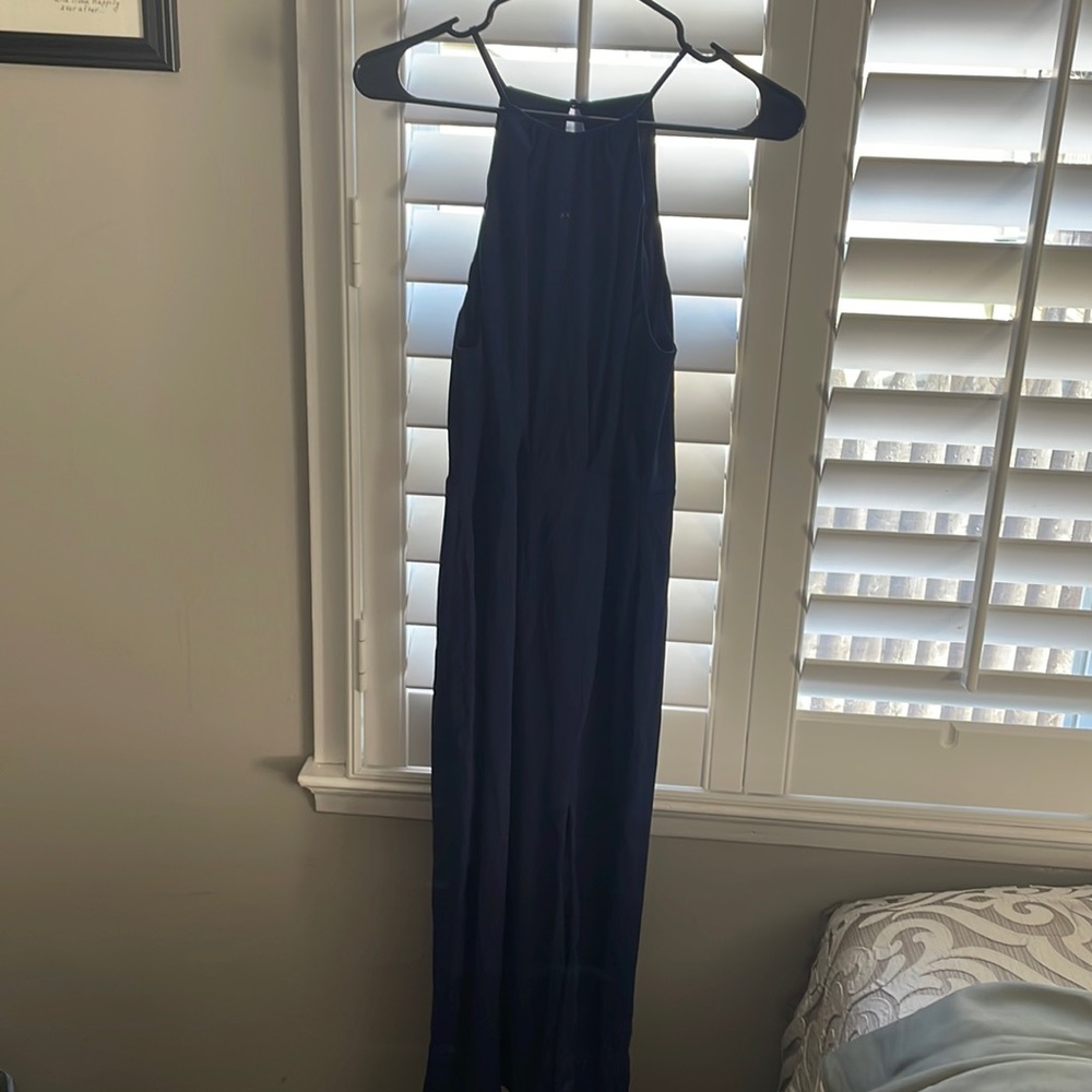 Navy blue cocktail halter dress